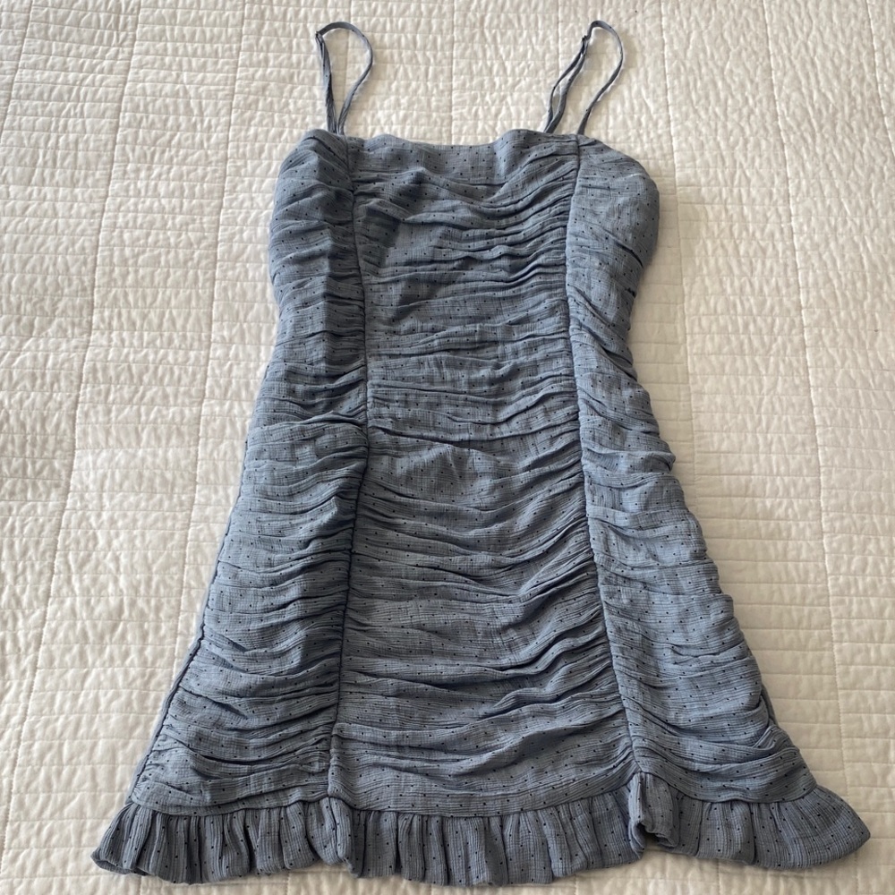 Storia Light Blue Ruched Mini Dress